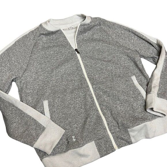 Under Armour Jacket WMNS XL Grey Threadborne‎ Bomber Full Zip Two Tone Athletic - Picture 8 of 8